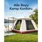 Yellowtech Aile Boyu 6 Kişilik Otomatik Çadır – Piknik, Tatil Ve Kamp Için Geniş Tasarım(Bej)