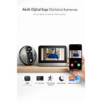 Yellowtech Akıllı Kapı Dürbünü Kamerası 4.3 İnç Ekranlı Gece Görüşlü PIR Sensörlü Tuya Smart WiFi