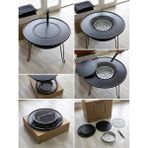 Yema Global Katlanabilir Ayaklı, 2'si 1 Arada (Izgara & Griddle) Yuvarlak Taşınabilir Barbekü - Balkon, Bahçe ve Kamp Mangalı - 60X50X8