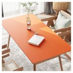 Yemek masası için su geçirmez suni deri masa örtüsü, dikdörtgen vinil masa örtüsü, ısıya dayanıklı koruyucu ped silinebilir yağa dayanıklı kahve masa mat 80 x 150 cm turuncu