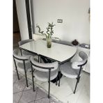 Yemek Masası Mutfak Masası 6 Kişilik ( Açılır Masa )Masa Sandalye Masa Sandalye Takımı - Gri