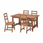 Yemek masası takımı, antika vernik, 4 sandalyeli, açılabilir