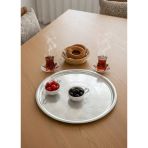 Yemek Sunum Tepsisi Paslanmaz 37 cm Çay Kahve Tepsisi Çelik Sini Geleneksel No:40