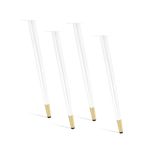 Yemek ve Masa için 4 Parça Beyaz/Altın Konik Masa Ayakları - 35 cm Ayarlanabilir Sehpa Tezgah Sandalye Şifonyer Donanımı - Ev Dekoru için Modern Mobilya Ayakları