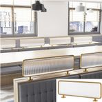 Yemek ve Ofis için Modern Cam Bölme Bölücü Ekran Paneli Ev Restoran ve Çalışma Alanı için Şık Demir Tasarım (Altın 30x70 cm / 11.81x27.55in)