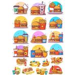 Yemekler Sticker Set 20 Parça Telefon, Tablet, Defter, Laptop Sticker