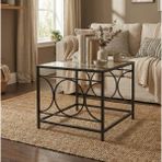 YenArts Decor Arc Orta Sehpa Siyah Şeffaf Cam - ARC1 SİYAH