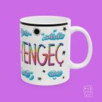 Yengeç Burcu Cancer Astroloji Temalı Özel Çizim Tasarım Hediyelik Porselen Kahve Kupası - Beyaz - 325 ml