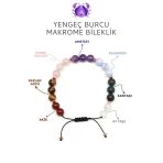 Yengeç Burcu Taşlarından Oluşan Doğal Taş Makrome Bileklik 8 Mm Küre Kesim - Burç Bilekliği