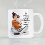 Yeni Anne Ilk Anneler Günü Anneye Hediye Özel Kupa Bardak - Beyaz - 300 cc