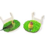Yeni Askılı Kuş Tünek/Hamak Pla Malzeme Yapay Çim Destekli 2 Li Küçük Boy 8x8 cm