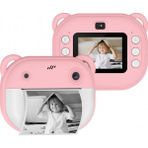 Yeni Dijital Kamera Çift Lens 2 Inç Ekran Dahili Pil Fotoğraf Çerçevesi Termal Baskı Kağıdı - Pembe