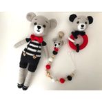 Yeni Doğan Papyonlu Ayıcık Seti Amigurumi Organik Oyuncak