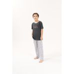 Yeni Inci Kısa Kollu Ekose Erkek Çocuk Pijama Takım CEP341 - 5 - 6 Yaş - Antrasit