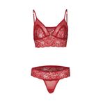 Yeni İnci Yeni Yıl Kırmızı Bralet Dantel Çamaşır Takım, Kırmızı, M