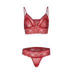 Yeni İnci Yeni Yıl Kırmızı Bralet Dantel Çamaşır Takım, Kırmızı, XL