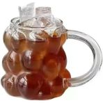 Yeni Nesil 350 Ml Üzüm Tasarımlı Bubble Borosilikat Cam Soğuk Kahve,, Meşrubat Kupa Bardağı 1 Adet - 2430