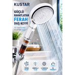 Yeni Nesil 5 Fonksiyonlu Filtreli Duş Başlığı Yüksek Basınçlı Tasarruflu Duş Başlığı Stop Butonlu Kireç Önleyici Mineral Filtreli 12 Cm