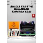 Yeni Nesil Akıllı Saat ve Bluetooth Kulaklık Kampanyası Android ve Ios Uyumlu Uyku ve Sağlık Takibi - Çok Renkli - Standart