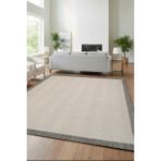 Yeni Nesil Çerçeveli Sisal Yumuşak Dokuma Kilim Kaymaz Pamuk Taban Bordürlü Halı - Krem - 200 x 290 cm