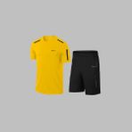 Yeni Seri Büyük Beden Erkek Sarı Dri-Fit Kumaş Konforlu Tişört Şort Alt Üst Ikili Takım Seti 4XL-10XL - 5XL