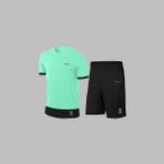 Yeni Seri Büyük Beden Erkek Su Yeşili Dri-Fit Kumaş Cepli Bisiklet Yaka Sporcu Günlük Tişört Şort Ikili Takım 4XL-10XL - 5XL
