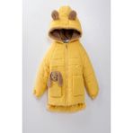 Yeni Sevimli Oyuncak Baby Tavşanlı-Içi Kürklü Soft Kumaş Cepli Kapüşonlu Çocuk Kışlık Mont-Kaban - Sarı - 4 - 5 Yaş