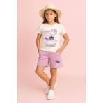 Yeni Sezon Karakter Detaylı Sırt Baskılı T-Shirt ve Şort Alt Üst Kız Çocuk Takım ( 6-14 Yaş) - Pembe - Beyaz - 11 - 12 Yaş