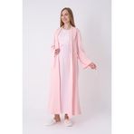 Yeni Sezon Modern Rahat ve Şık - Hamile Gecelik ve Sabahlık Takımı – Lohusa Gecelik Seti, Dantel Detaylı Pamuk Viskon Pembe M Beden