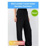 Yeni Sezon Rahat Kalıp Siyah Beli Lastikli Bol Paça Salaş Yazlık Kadın Aerobin Pantolon