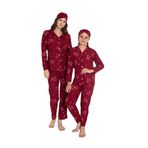 Yeni Sezon Sonbahar/Kış Anne/Kız Çocuk Ayıcık Desenli Süet Pijama Takımı 2724-9 Bordo