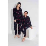 Yeni Sezon Sonbahar/Kış Anne/Kız Çocuk Geyik Desenli Süet Pijama Takımı 2724-11 Lacivert