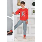 Yeni Sezon Sonbahar/Kış Erkek Çocuk Basketball Desenli Polar Pijama Takımı 4530