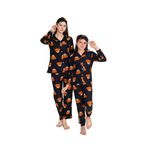 Yeni Sezon Sonbahar/Kış Kız Çocuk Ayıcık Desenli Süet Pijama Takımı 2724-1 Siyah Ayıcık