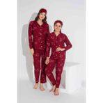 Yeni Sezon Sonbahar/Kış Kız Çocuk Ayıcık Desenli Süet Pijama Takımı 2724-9 Bordo - 7 - 8 Yaş