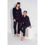 Yeni Sezon Sonbahar/Kış Kız Çocuk Geyik Desenli Süet Pijama Takımı 2724-11 Lacivert - 5 - 6 Yaş