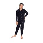 Yeni Sezon Sonbahar/Kış Kız Çocuk Yıldız Desenli Süet Pijama Takımı 2724-10 Siyah Yıldız