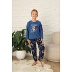 Yeni Stil Sonbahar/kış Erkek Çocuk Uzay Figür Astronot Desen Polar Pijama Takımı 4565 - Mavi - 7 - 8 Yaş