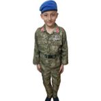 Yeni Tip Askeri Kamuflaj Mavi Bere+Palaska Çocuk - 5 – 6 Yaş - Haki Kamuflaj