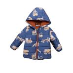 Yeni Trend Kepçe & Kamyonet Desenli Polar Astarlı Kapüşonlu Kışlık İçi Peluş Erkek Bebek Mont Şişme Mavi 3 YAŞ