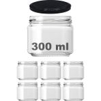 Yenibağ 300 ml Şeffaf Konserve Cam Kavanoz Metal Siyah Kapaklı 6 Adet (300 Cc)