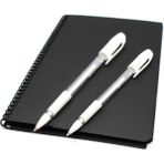 Yenibağ 40 Sayfa A5 Siyah Defter ve 2 Adet Beyaz Kalem Side