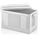 Yenibağ Dev Boy Katlanır Kilit Kapaklı Kasa 55 Litre Hacimli, Yer Kaplamayan Portatif Saklama Kutusu Ardiye, Balkon, Mutfak, Kiler, Bahçe ve Araç Bagajı Için Güvenli Organizer (Beyaz)