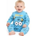Yenidoğan Erkek Bebek 2'li Takım %100 Pamuk Minions Baskılı Alt Üst Bebek Takımı - Mavi - 1 Yaş