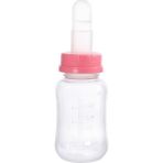 Yenidoğan Için 150 ml Pembe Besleme Aparatı ve Kaşıklı Biberon Seti - Ahşap - Bej