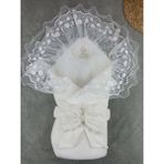 Yenidoğan Kumru Soft Cotton Taç Nakışlı Trilüks Kundak Bebek Battaniyesi - Ekru
