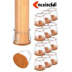 Yenigeldi 12 Adet Yuvarlak Sandalye Papucu (2.8–3.4 Cm) Şeffaf Silikon İnce Zemin Koruyucu Keçeli Ayak Kılıfı