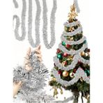Yenigeldi 1Adet Yılbaşı 1.80 M Gümüş Püskül Tinsel Garland Ağaç Süsü, Gümüş