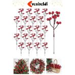 Yenigeldi 2 Adet 18 Cm Kokina Red Berry Yılbaşı Süsü Yılbaşı Uğuru Gün Işığı Ledli