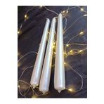 Yenigeldi 3 Lü , 7 Saat Yanan ,Metalik Sedef Şamdan Mumu, Ivorry Taper Candle